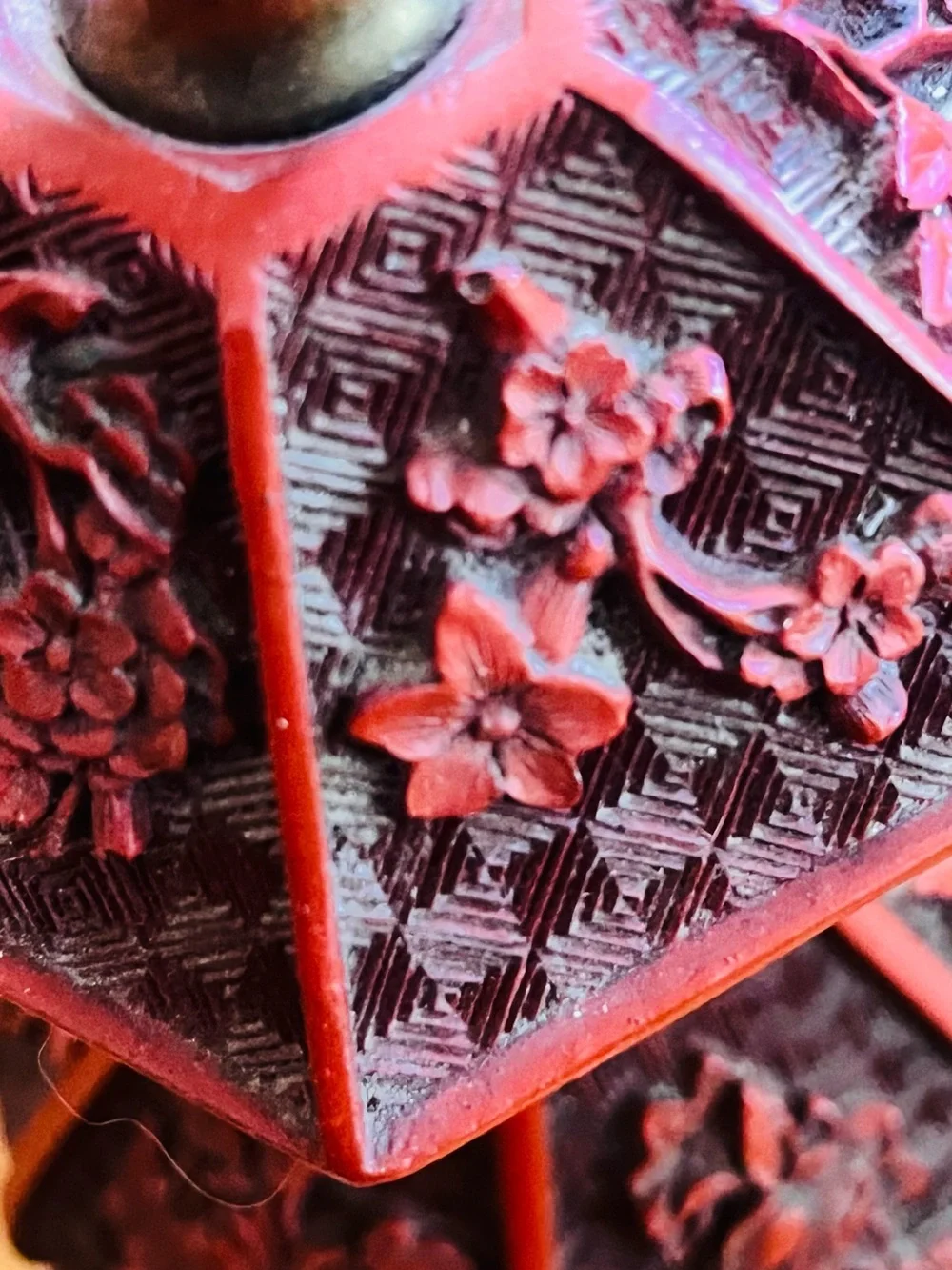 Vintage-Style Red Floral Resin Chandelier Accent by